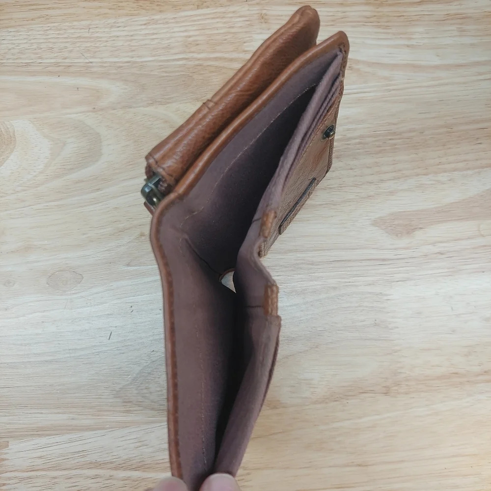 Fossil double zipper Pebbled Brown Leather wallet vintage - Picture 8 of 8